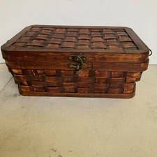 Decorative Woven Wood Storage Trunk Box with Metal Latch — listing 4