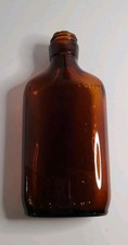 Vintage Amber Glass Apothecary 'ALCOHOL' Label Bottle with White Screw Cap — listing 4