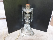 Vintage Tall Buffet Table Lamp with Prism Drops and Pleated Shade — listing 5