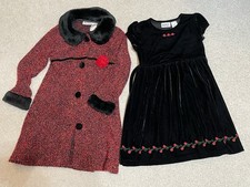 Blueberi Boulevard Girls' Black Velvet Dress with Red Rose Embroidery — listing 6