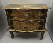 Vintage Two-Drawer Wooden Sewing / Side Table with Drop-Leaf Top and Wooden Knob Pulls — listing 6