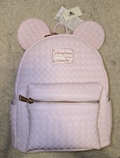 Disney Loungefly Mickey Mouse Canvas Mini Backpack, Blue with Embroidered Mickey Faces — listing 5