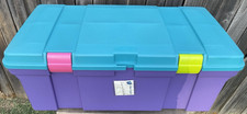 Vintage 1990s Rubbermaid Keepers Tote Locker Storage Bin Purple Teal — listing 2