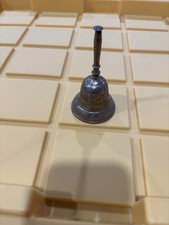 Vintage Etched Brass Hand Bell with Floral Engraving, listing 2