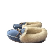 L.L.Bean Wicked Good Suede Moccasin Slippers with Shearling Lining