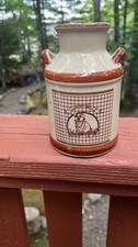 Farmhouse Ceramic Crock / Utensil Holder with Stacked Farm Animals Motif — listing 3