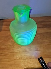 Frigidaire Green Uranium Glass Ribbed Refrigerator Ice Server / Ice Bucket with Fan Handles, 5.5 in., listing 4