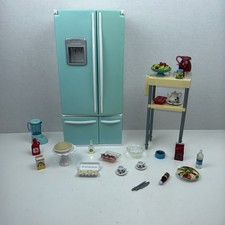 Barbie Doll House Furniture Lot - Kitchen, Refrigerator, Pool, Hutch & 2 Dolls — listing 4