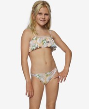 Girls' Two-Piece Ruffle Bikini Swimsuit, Orange & Yellow Colorblock, UPF 40+, Size 14 — listing 2