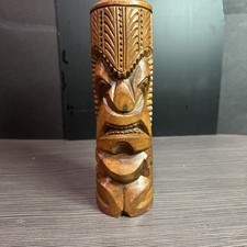 Carved Tiki Totem Statue with Smiling Face, Approx. 3-4 Feet Tall — listing 2
