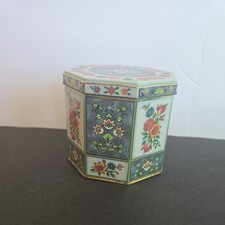 Daher tin octagonal Octagonal Floral Tin with Hinged Lid, Made in England — listing 5