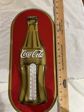 Coca-Cola Contour Bottle-Shaped Embossed Tin Thermometer