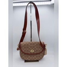 Coach Willow Saddle Bag in Chalk Pebble Leather with Signature Web Strap No visible creed patch — listing 6