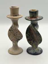 Pair of Hand-Carved Kisii Soapstone Twisted Candlesticks with Incised Spiral Line Decoration — listing 5