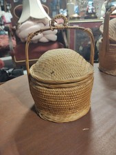 Chinese Tiered Wedding Basket with Porcelain Inset Lid, Painted Lacquered Wood — listing 6