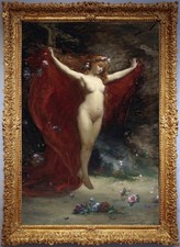 Antique Oil Painting Female Nude Seated Portrait in Ornate Gilt Frame — listing 3