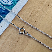 Silver-Tone Fine Chain Necklace with Stamped Clasp Tag — listing 6