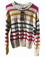 Gap Men's Striped Crewneck Sweater, Blue & Burgundy, Size XL — listing 2