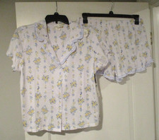 Laura Ashley Pink & White Gingham Shortie Pajama Set with Lace Trim, Size L — listing 6
