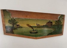 Antique Oil Painting Coastal Harbor Scene with Figures, Signed, in Ornate Gilt Frame — listing 2