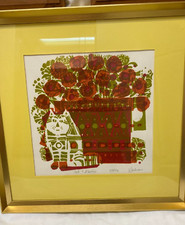 David Weidman 'Flowers' Mid-Century Modern Serigraph Print, Framed with Black Mat — listing 6