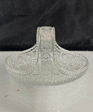Cut Crystal Glass Basket with Frosted Floral and Thistle Engraving — listing 2