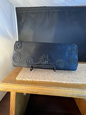 embroidered evening clutch Black Taffeta Evening Clutch Bag with Cross-Stitch Embroidered 'LOVE' Design — listing 5