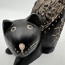 Vintage Carved Wooden Mid-Century Cat Sculptures, Pair — listing 4