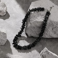 Square Shell Chip Surfer Necklace, Brown Natural Tones, 17 in — listing 3