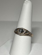 1990s Sterling Silver Delicate Branch Necklace with Bezel-Set Green & Blue Cat's Eye Marquise Leaf Stones, 18" with 2" Drop