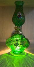 Antique Clear Glass Kerosene Oil Lamp with Pressed Pattern Base and Chimney — listing 3