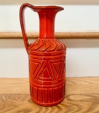Bitossi Italian Ceramic Cylinder Vase in Retro Orange, Aldo Londi Design Marked 'Italy' with a number — listing 5