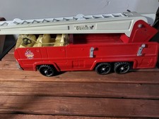 Vintage 1950s-1960s Pressed Steel Fire Truck Pedal Car with Bell and Ladder Rails — listing 2