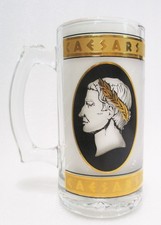 Vintage Caesars Palace Las Vegas Frosted Gold Glass Beer Stein Mug