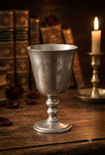 Set of 4 Antique Pewter Goblets with Baluster Stems, Touchmarks to Base — listing 5