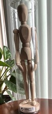 Vintage Wooden Artist's Articulated Mannequin Figure, 14" Tall on Round Base — listing 5