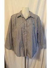 Chaps Easy Care Men's Blue Striped Long-Sleeve Button-Down Shirt, Size 2XLT — listing 5