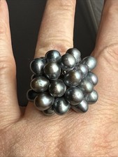 Vintage Gold-Tone Cocktail Ring with Faux Pearl and Nugget-Style Setting — listing 5