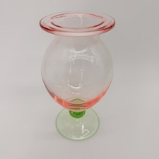 Vintage Watermelon Depression Glass Optic Panel Footed Vase/Parfait