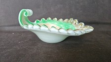 Vintage Green Art Glass Petal Bowl with Ruffled Freeform Rim — listing 2