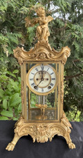 Antique Ansonia Crystal Regulator Mantel Clock with Gilt Bronze Rococo Case and Mercury Pendulum — listing 2