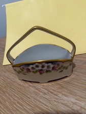 Bisque Porcelain Floral Basket with Handle, Multicolor Roses — listing 3