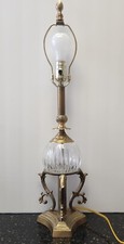 Vintage Crystal & Brass 3-Arm Chandelier with Cut-Glass Prisms — listing 3