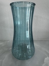 Vintage Blue Ribbed Glass Bowl with Scalloped Rim and Starburst Center — listing 4