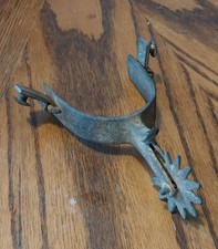 Antique Single Spur with Rowel and Curved Heel Band, Marked 'PfD' — listing 3