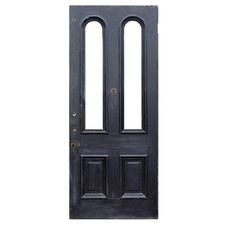 Antique 4-Panel Wood Interior Door with White Porcelain Knob, Chippy Paint, listing 4