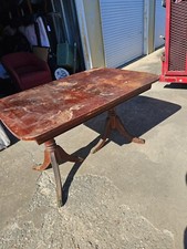 Duncan Phyfe Style Mahogany Drop Leaf Pedestal Side Table with Drawer — listing 5