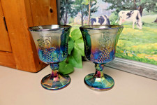 Indiana Glass Marigold Carnival Glass Punch Bowl, Harvest Grape Pattern — listing 3