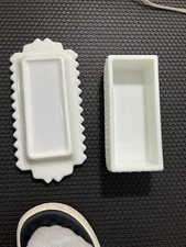 Vintage Milk Glass Covered Butter Dish with Beaded Edge — listing 4