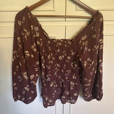 Madewell Floral Metallic Peasant Top, Size M — listing 4
